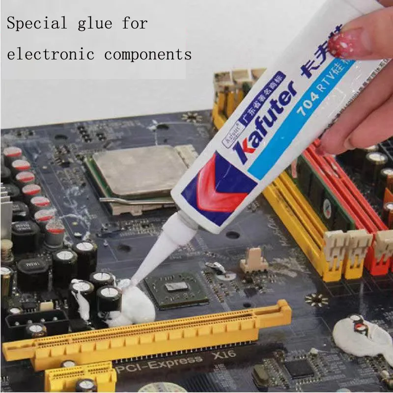 Pegamento de sellado de goma de silicona resistente a altas temperaturas, sellado electrónico aislante impermeable, conducti térmico, fijo, 704, 1 Uds.