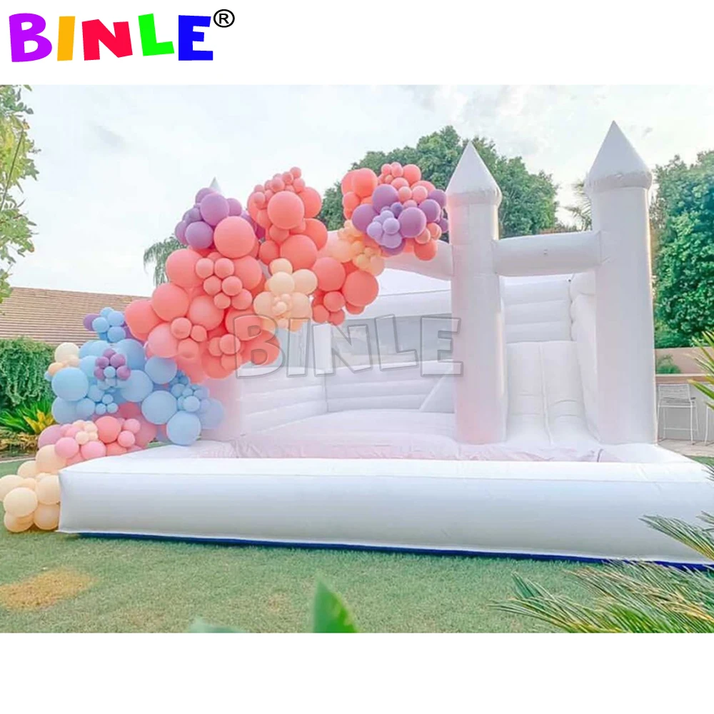 3 In 1 White Inflatable Bouncing Castle Jumper Bouncer Jumping House Combo With Balls Pool And Slide For Photos Shooting