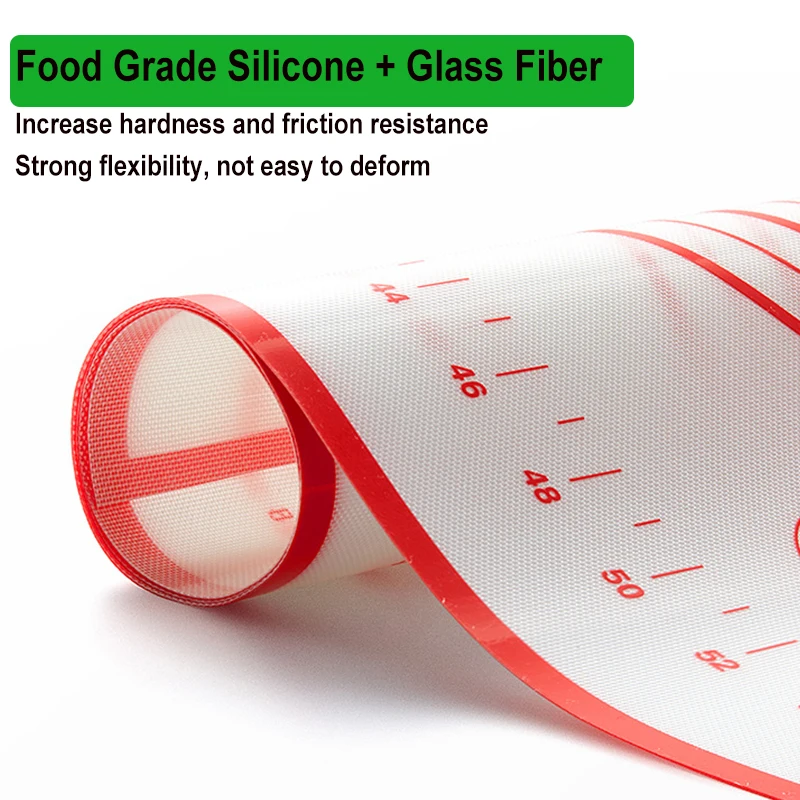 Large Kitchen Baking Mat With Scale Silicone Glass Fiber Dough Pad Non-Stick Flour Rolling Cookie Macaron Pizza Pastry Liner