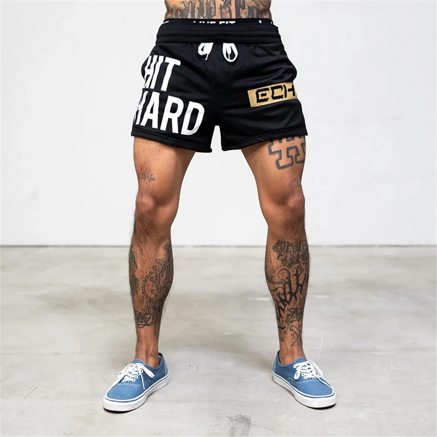 Summer men shorts men\'s casual shorts fitness exercise beach shorts  breathable mesh shorts jogger men\'s brand shorts