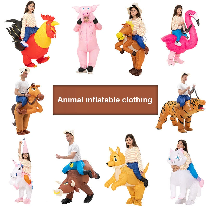 

Kids Adult Cosplay Inflatable Clothining Cock Unicorn Gorilla Animal Halloween Costume Party Inflated Garment Funny Fancy Dress