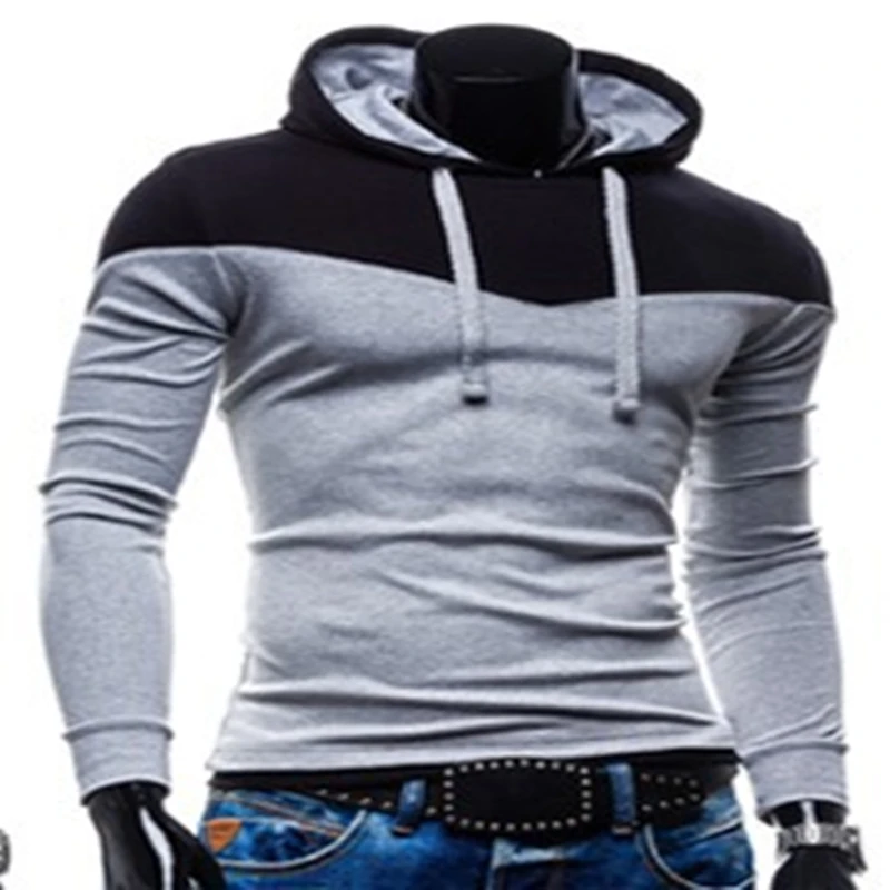 

Men's New Sweatshirts Slim Cotton Material All-Match Simplicity Long Sleeve Color Matching Fashion Autumn Loose Pullover Hoodie