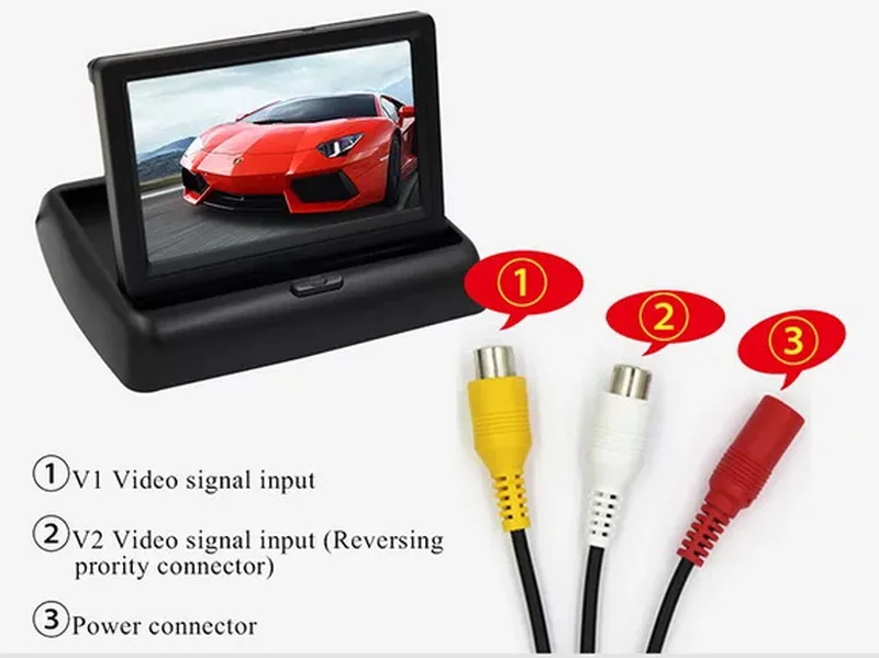 4.3 Inch Foldable TFT LCD Color Display Screen Car Monitor with CCD Rearview Night Vision Camera