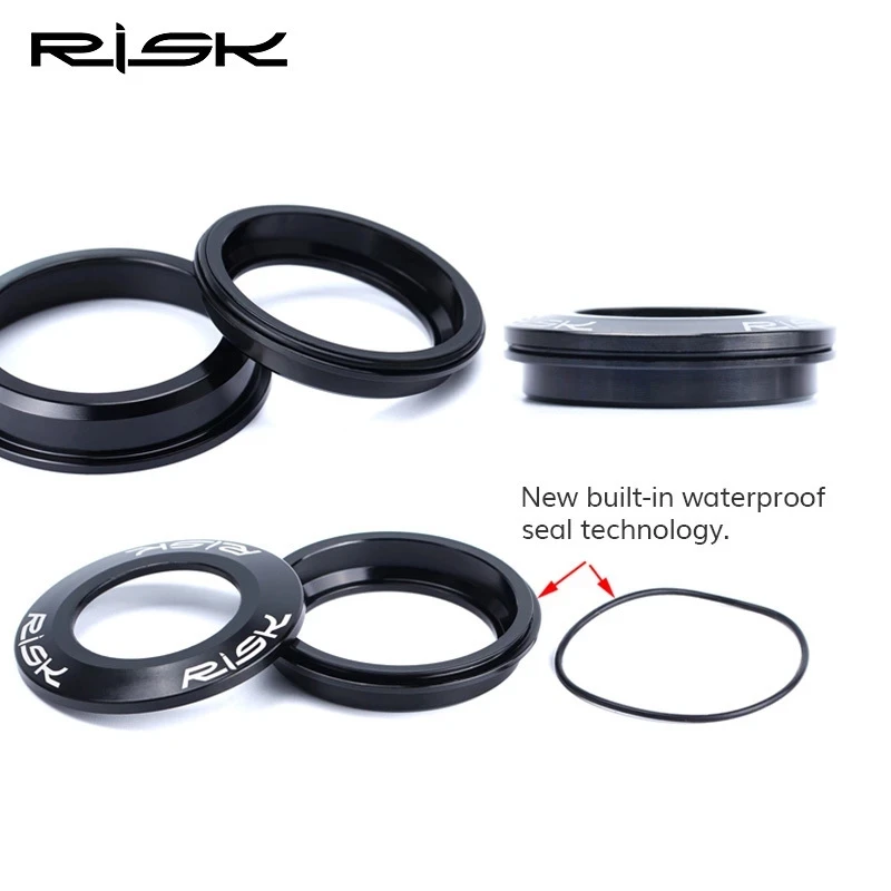 RISK 44-55mm Tapered Bicycle Headset for Headtube 44-56mm Bike Double Bearing for 1.5 Taper / 28.6mm Straight Fork Bike Parts
