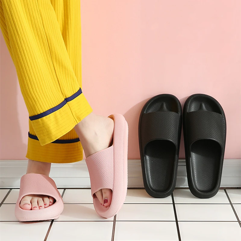 

Summer Bath Women Platforn Shoes Trend Thick Sole Home Non-slip Living Room EVA Slides Indoor Solid Men Lovers Slippers