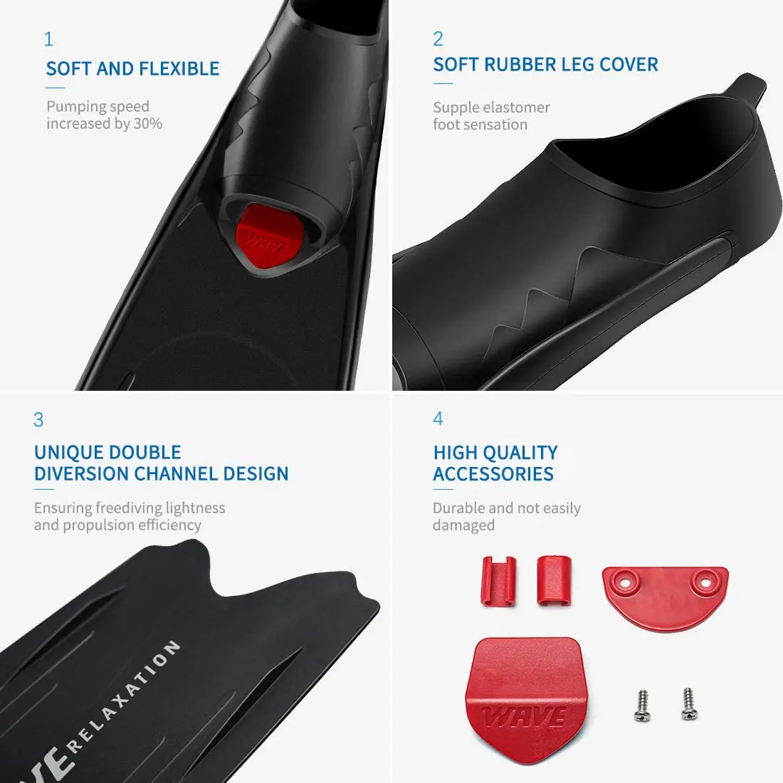 Profissional Freediving Fins Flippers, PP TPR Scuba, esportes aquáticos antiderrapantes, snorkel, Long Diving Fin, novo