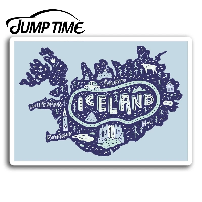 Карта путешествий из Исландии, Виниловая наклейка Hali, наклейка на ноутбук, багаж, водонепроницаемая автомобильная наклейка, окно, бампер, автомобильные аксессуары