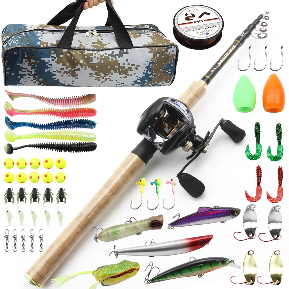 

NEW 1.8M-2.7M Carbon Casting Rod Reel Combos Portable trout rods reel Soft bait Fish hook Fishing line Bag set Novice fishing