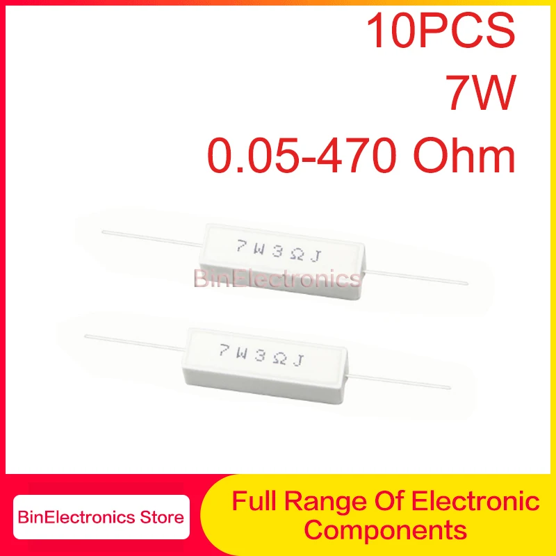 

7W Ceramic Cement Resistor Resistance 0.1 0.05 0.22 0.33 0.47 0.5 1 2.7 3.3 3.9 4 5.1 5.6 6.8 8 10 47 56 68 100 120 300 470 Ohm