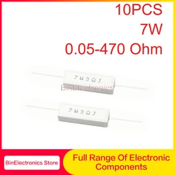 Resistência cerâmica do resistor do cimento, 7W, 0,1 0,05 0,22 0,33 0,47 0,5 1 2,7 3,3 3,9 4 5,1 5,6 6,8 8 10 47 56 68 100 120 300 470 ohms