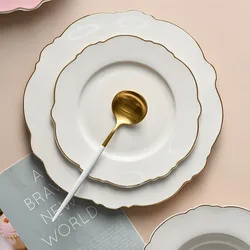 European Style Phnom Penh Ceramic Dinner Plates Creative Irregular Shape Rice Soup Bowl Western Steak Plate Household Tableware