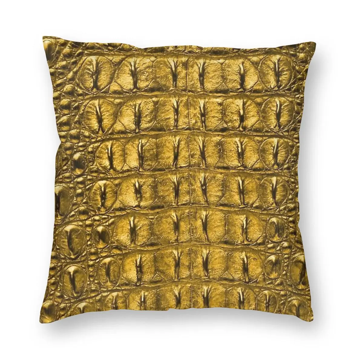 

Gold Crocodile Skin Pillow Cover Decoration Pattern Texture Cushion Cover Throw Pillow for Sofa Polyester Double-sided Printing