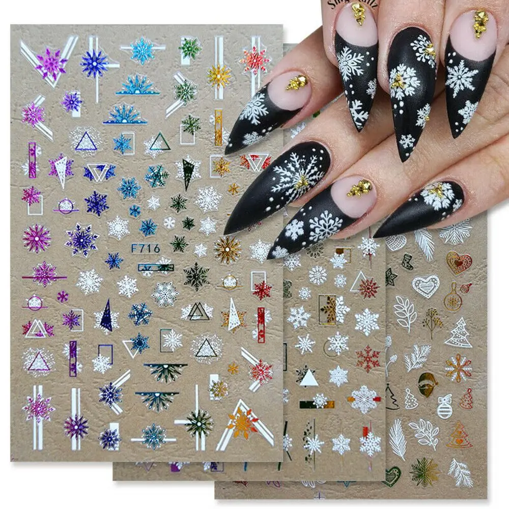 

Decorations UV Gel Winter Transfer Decals Snowflakes Nail Stickers Christmas 3D