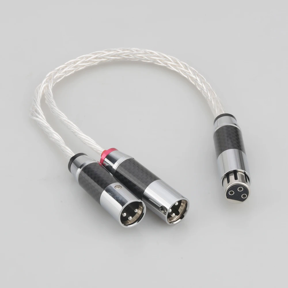 8AG Silver Plated XLR Female to Dual XLR Male Y Splitter 3Pin Balanced Microphone Cable Rhodium Plated XLR Plug HIF