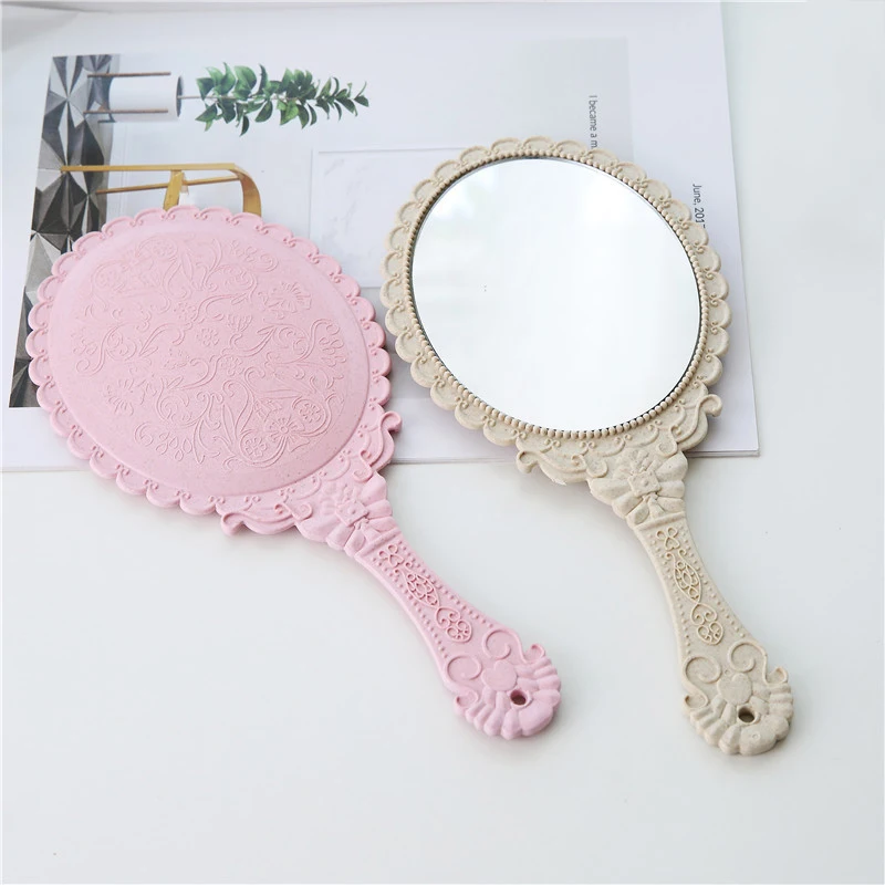 Portable Vintage Cosmetic Makeup Mirror Hand Hold Oval Round Mirror Noble Restore Ancient Ways Court Mirror Beauty Tool