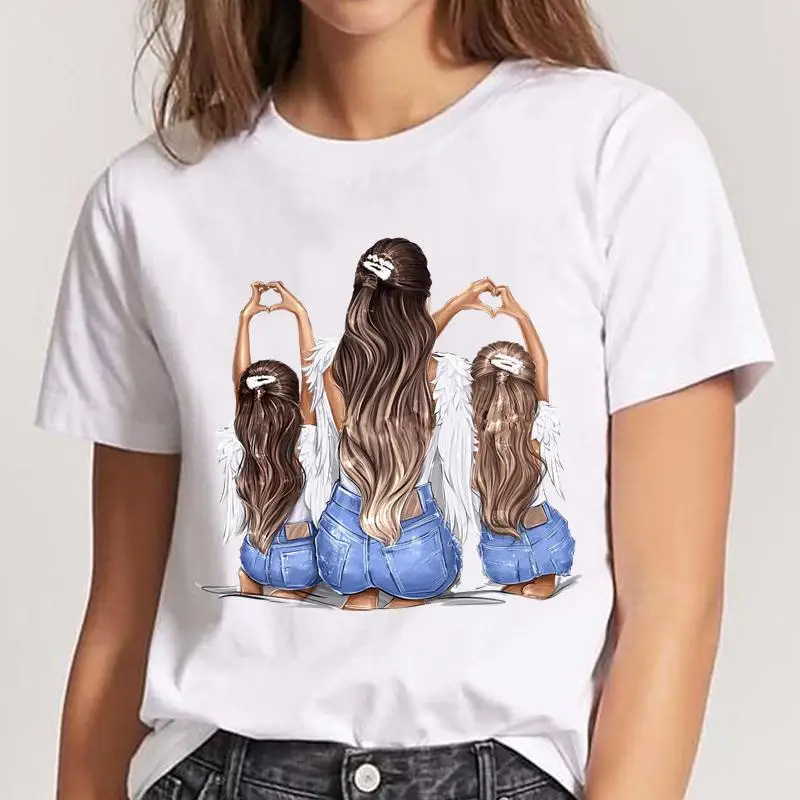 

Women Tee Fashion Daughter Sweet 90s T Shirt Female Mom Cartoon Short Sleeve Mama Mother T-shirt Print Graphic Lady Top Clothing
