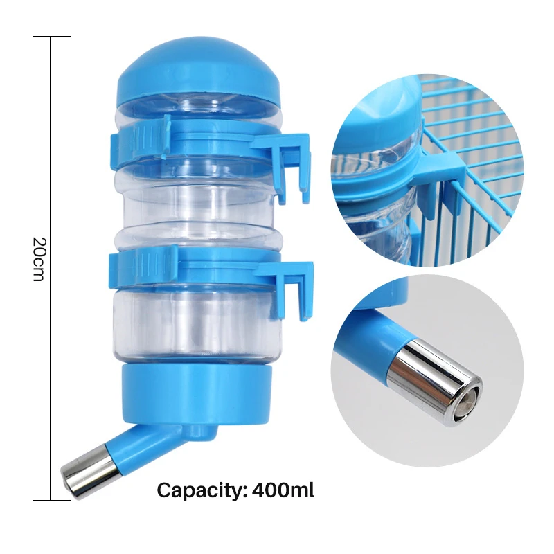1PC 400ml Haustier Kaninchen Hamster Hängen Wasser Flasche Automatische Kaninchen Wasser Dispenser Tragbare Kaninchen Meerschweinchen Trinkbrunnen – Detail 2