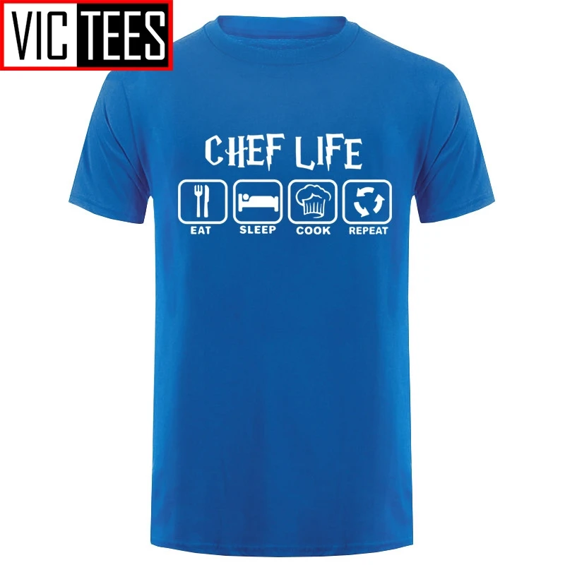 Men Funny Cool Eat Sleep Cook T Shirts Summer Style Cotton Chef Life T-shirt Tops Camisetas