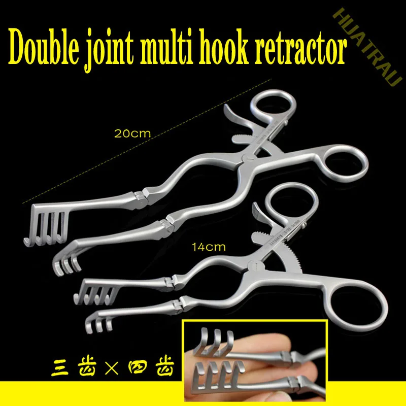 

Double joint multi hook retractor adjustable movable expansion Spreader forceps medical skin muscle distractor animal veterinary