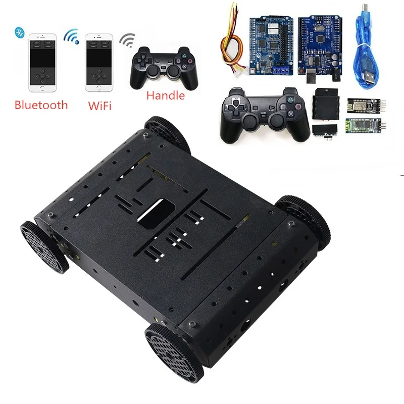 With Control C500 4WD Metal Smart Crawler Chassis Car with 4pcs TT Motors and Plastic Wheels DIY RC Toy for Arduino Education