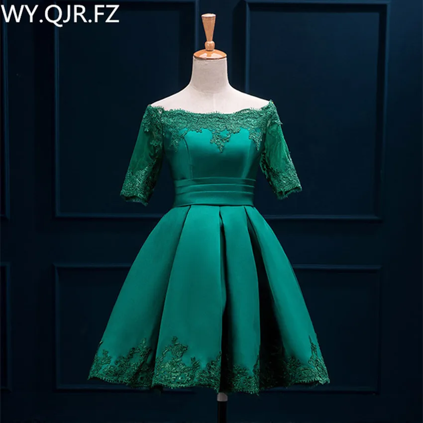 WYHS-8L3 # New deep green plus size prom party dress bride toast suit Off spalla abiti corti da damigella d'onore all'ingrosso personalizza