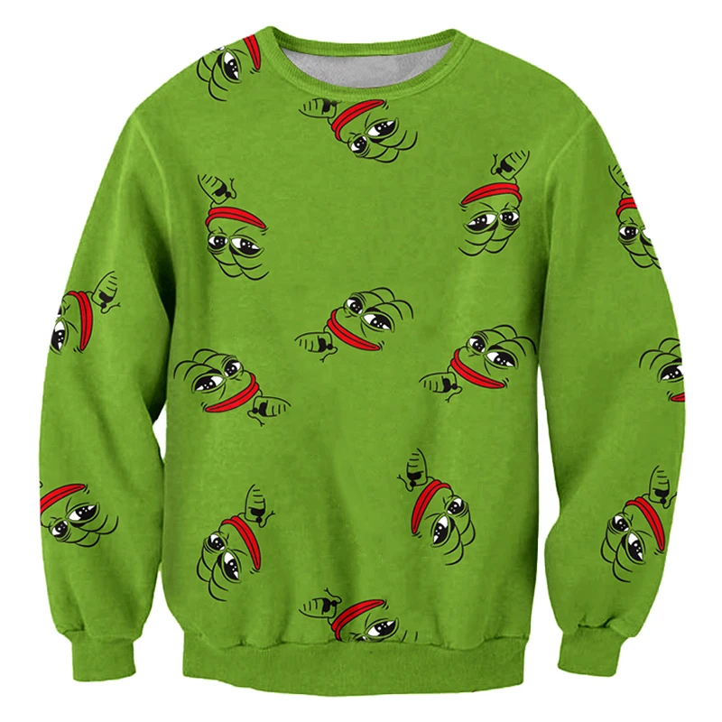 

LCFA Brand Unisex Women/Men Pull The Green Frog Animal Paper Cup Crewneck 3D Sweatshirt Fashion Clothing Jersey Sweats Plus Size