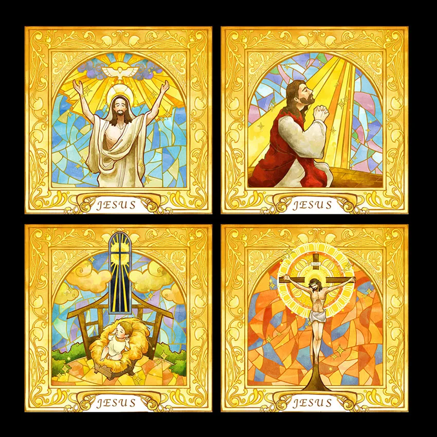 Window Sticker Custom Size Static Cling Window Privacy Protection Christian Jesus Painting Wardrobe Door Decorations 55cmx100cm