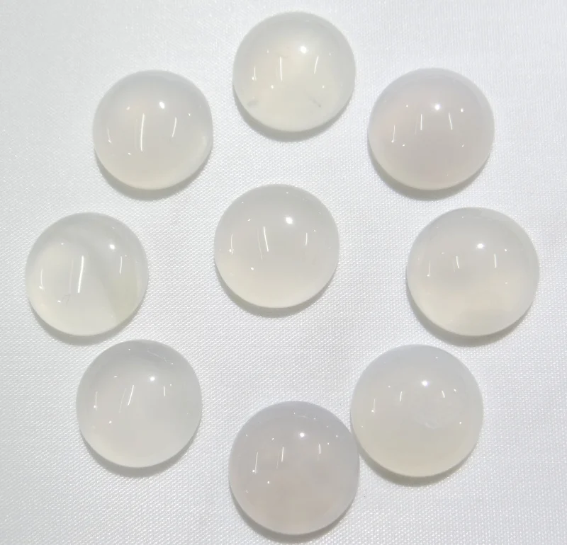 

wholesale 50pcs/ 14mm Natural Stone Round Flat Back Cabochons No hole white agates beads For DIY Jewelry making ring Accessorie