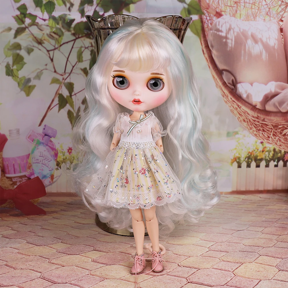 

Кукла Blyth ICY DBS с белой кожей, шарнирное тело, новое матовое лицо, триколор, крупные кудрявые волосы «сделай сам», игрушка в подарок