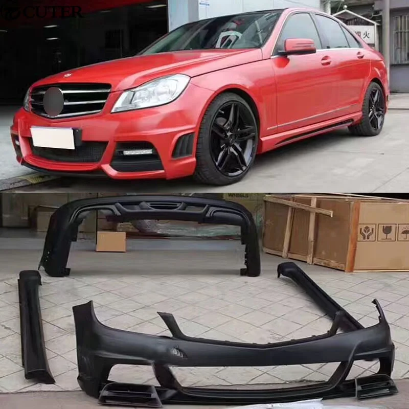 

W204 C200 C300 Car Body Kit Frp Unpainted Front Bumper Rear Bumper Side Skirts for Mercedes Benz W204 Wald Body Kit 08-10