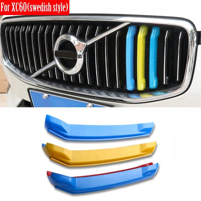 Auto Front Grille Trim Stripe For Volvo XC40 XC60 2018 2019 2020 Bumper Stripes Decoration Cover Accessories