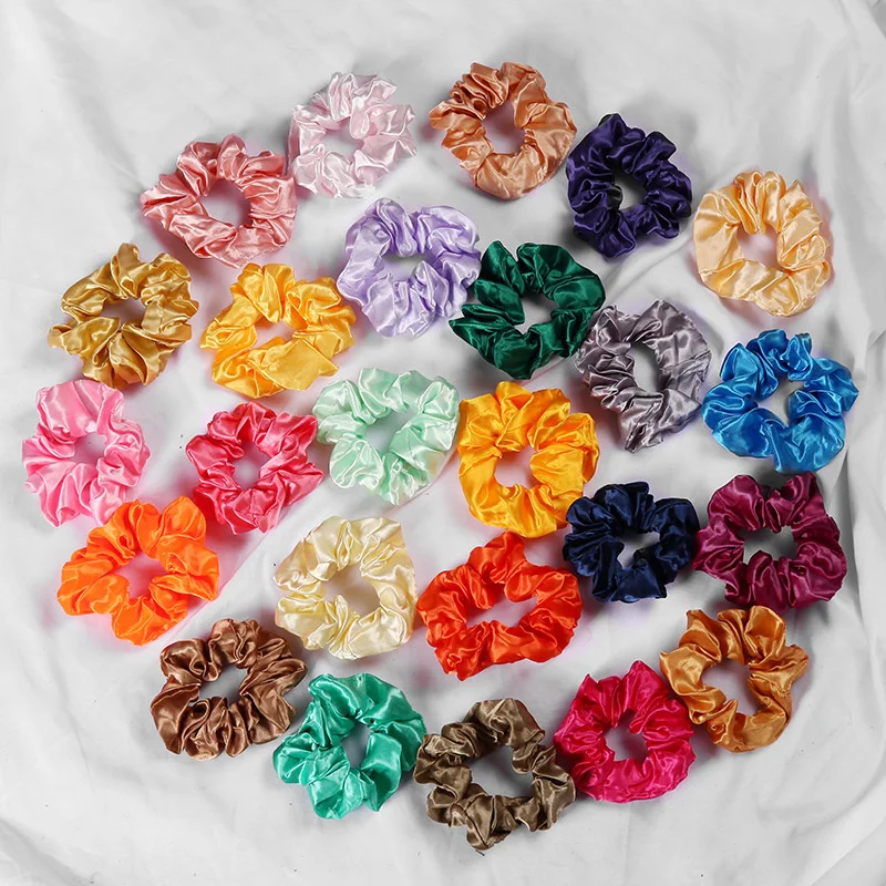 10Pcs/Lot Satin Elastic Hair Bands Colorful Silk Scrunchies Cute Rings Ropes Ties Fashion Ponytail Holder Women Hair Accessories