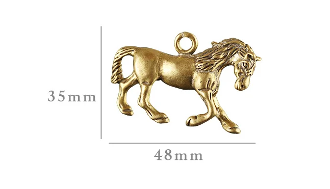 solid Brass retro horse Miniature craft DIY Pendant desktop ornament Fitting Keychain ring Pendant Accessories a1709