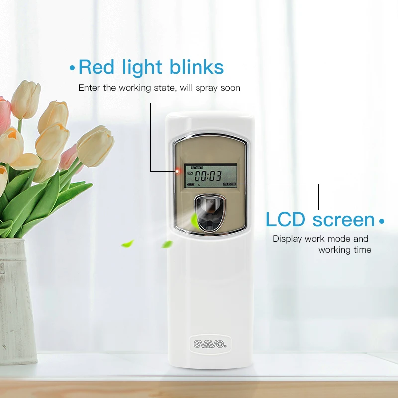 SVAVO Automatic Aerosol Dispenser Wall mounted Air Freshener Automatic Spray Machine with LCD Screen for Bathroom Living Room