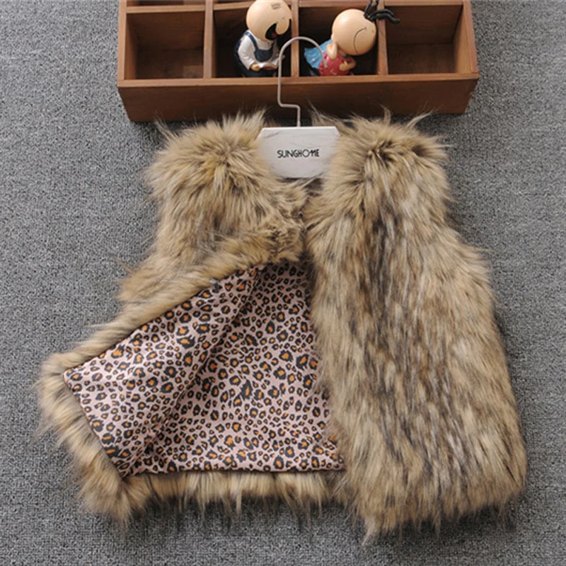 Quality Faux Fur Girls Vest Winter Autumn Kids Girl Vests Waistcoats Children Outerwear Coats Warm Comfortable Outwear