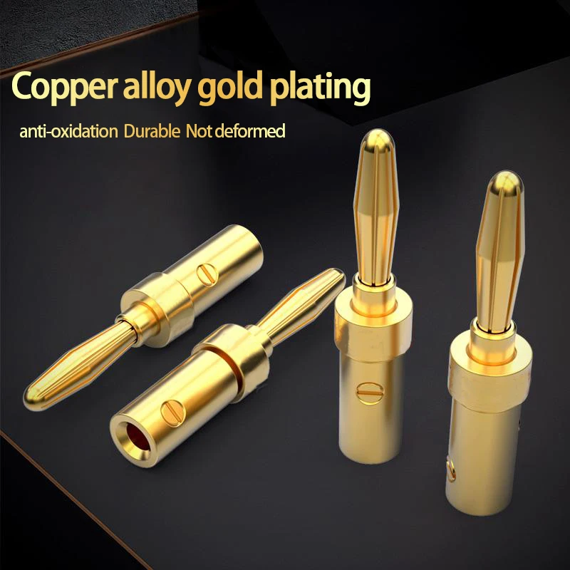 4 pezzi 24K rame placcato oro Banana altoparlante spina connettore adattatore Audio connettori a Banana per amplificatori a filo per altoparlanti