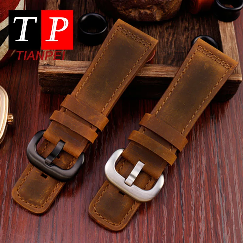 High quality Genuine Leather strap 28mm male Watch Replacement strap for P1p2bq1q3v1/01 frosted crazy horse skin  simple strap