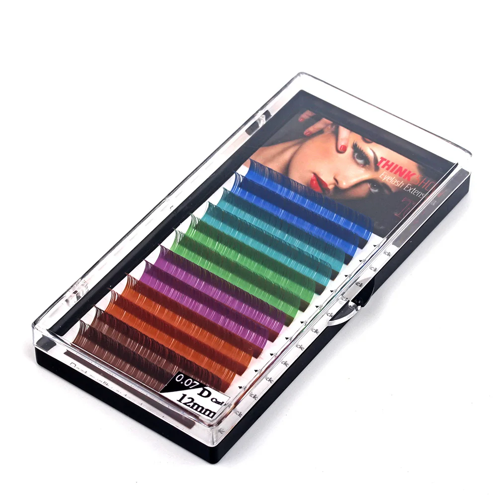 THINKSHOW Alle Grootte 0.07 Dikte Zijde Volume Kleur Wimper Individuele Wimper Natuurlijke en Zachte Wimperverlenging Makeup Tools