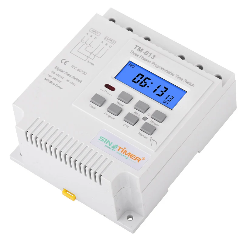 TM613 380V 16A Three phases 7 Days Programmable 16A Relay Digital Timer Switch Motor Automatic Intelligent Controller