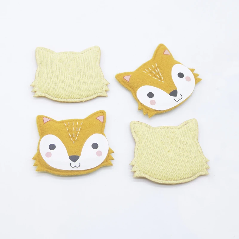 10Pcs 50*42mm Padded Cloth Printing Fox Handmade Appliques for DIY Clothes Hat Leggings Sewing Patches Headwear Decor Accessory