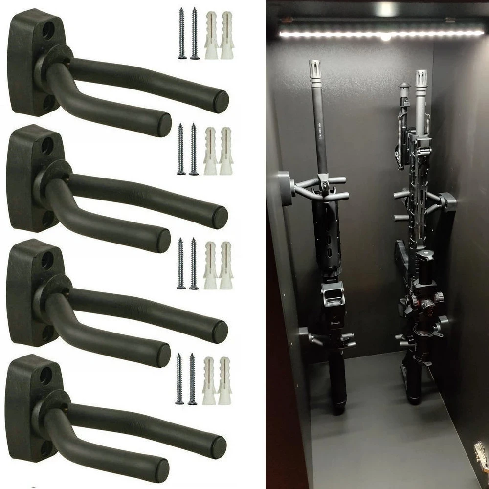 Gun Racks Wall Mount Gun Storage Display Hanger Hook for Rifles, Shotguns, Pistol, Airsoft, Compound Bow and Baseball Bat,4 Pack