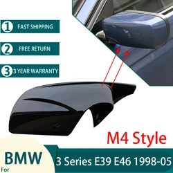 For BMW E46 E39 4 Door 3 Series 1998-2005 High Quality Door Rearview Mirror Cover Cap Side Black 2021 M3 M4 Style