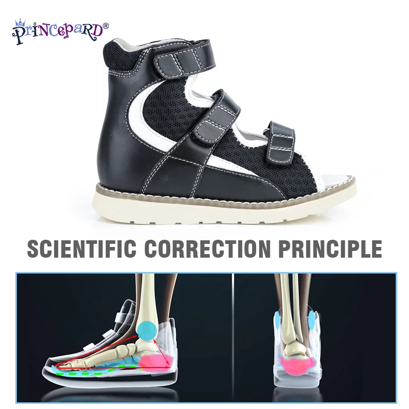 Orthopedic Shoes for Kids Summer Autumn Anti-Slip Genuine Leather Corrective Sandals with Ankle Support for Toddler Girls Boys