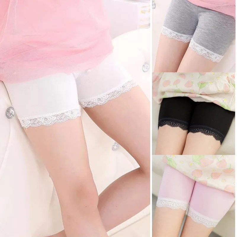 High Quality Girl Safety Shorts Pants Solid Underwear Soft Elastic Cotton Leggings Girls Lace Briefs Short Pants For Children