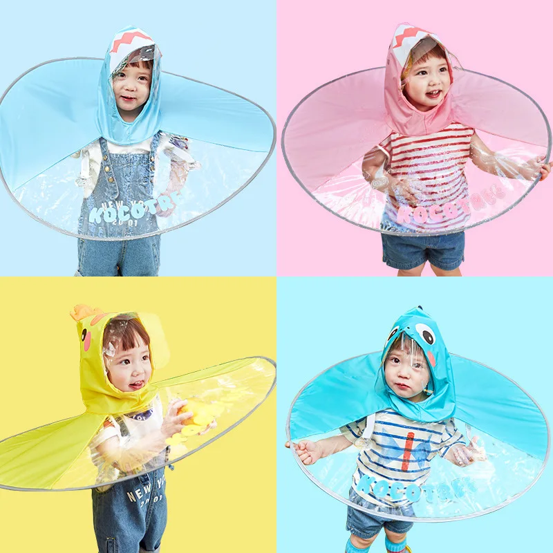 UFO Raincoat Net Celebrity Children's Raincoat Boys And Girls Cloak-style Poncho Baby Umbrella Hat Kindergarten Kids Students