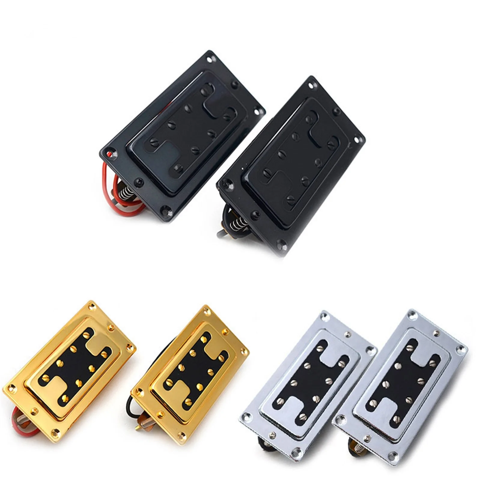 

Mini Style Two Line 8 Hole Electric Bass Humbucker Pickup Neck/Bridge Pickup Black Gold Chrome