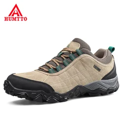 Sapatos masculinos de caminhada de couro humtto, resistente ao desgaste, esporte ao ar livre, com renda, escalada, trekking, tênis de caça, nova chegada