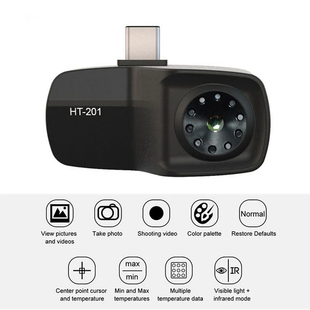 Thermal Imaging Camera HT-101/HT-201/HT-301 Infrared Imager Mobile Phone Camera Video Recording Image Device for Android Type-C