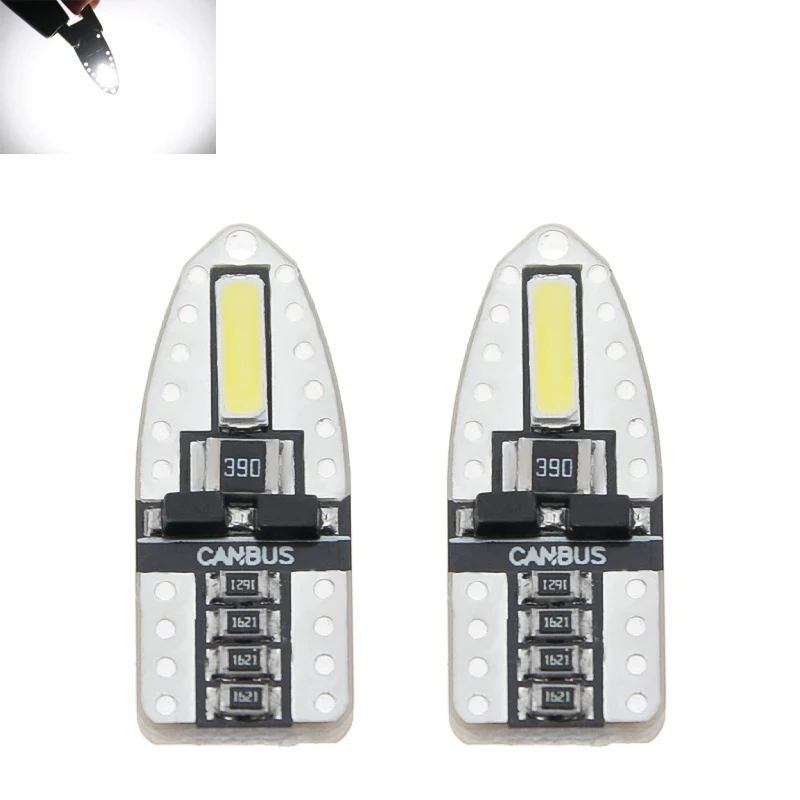 10 шт. W5W T10 CANBUS без ошибок светодиодный лампы 2SMD 194 168 2825 Клин Замена автомобиля интерьер купольная карта багажника лампа белый 12 В