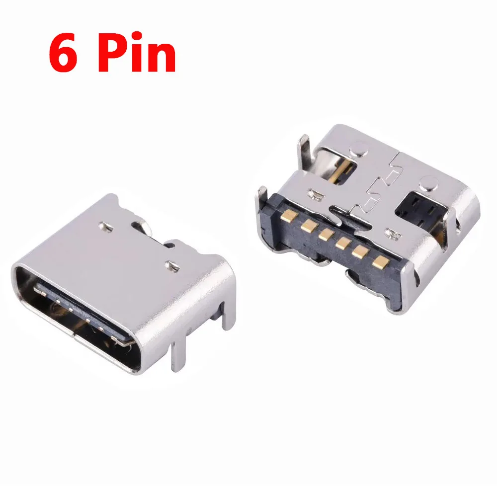 

5-10pcs 6 Pin SMT Socket Connector Micro USB Type C 3.1 Female Placement SMD DIP For PCB design DIY high current charging Port